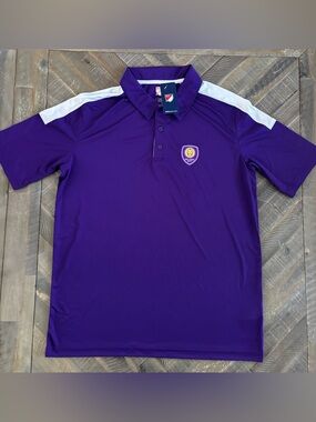 Orlando City SC MLS Soccer Polo Shirt L Purple White Official Licensed
